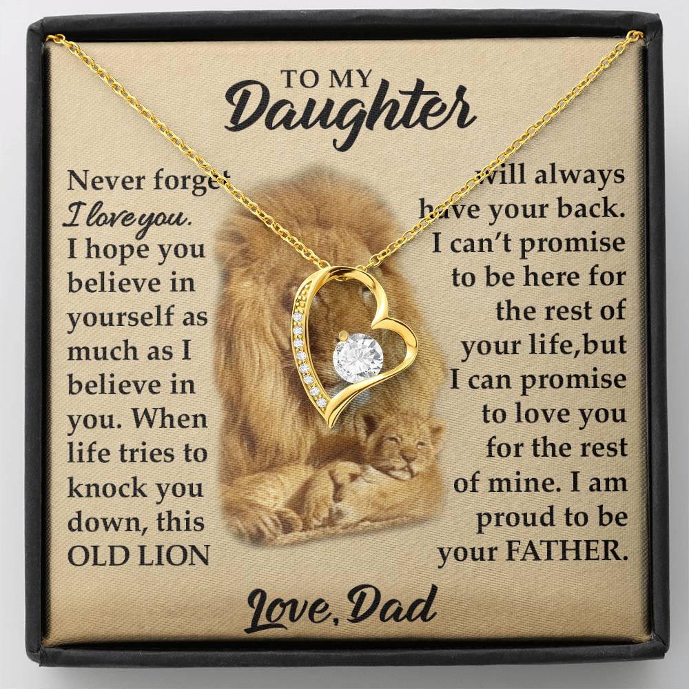 To My Daughter - I Am Proud To Be Your Father - Lions - Forever Love Necklace - Message Box