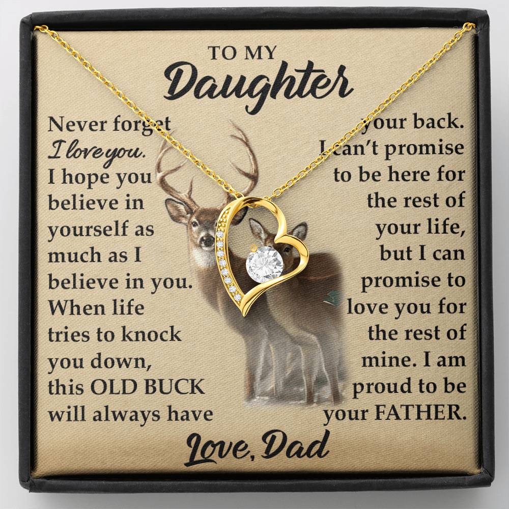 To My Daughter - I Am Proud To Be Your Father - Deer - Forever Love Necklace - Message Box