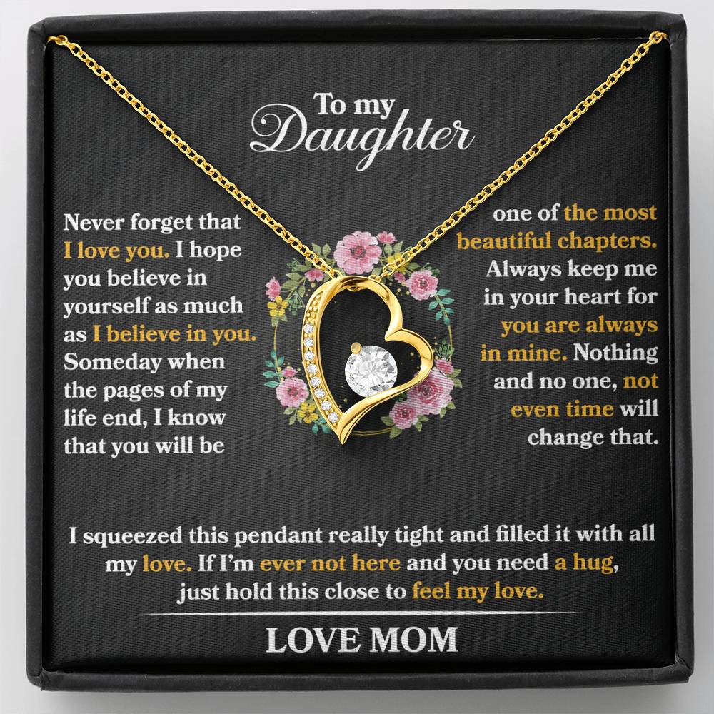 To My Daughter - Never Forget That I Love You - Forever Love Necklace - Message Box