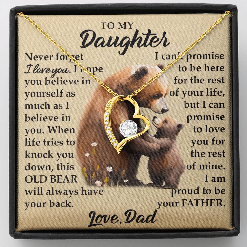 To My Daughter - I Am Proud To Be Your Father - Bears - Forever Love Necklace - Message Box