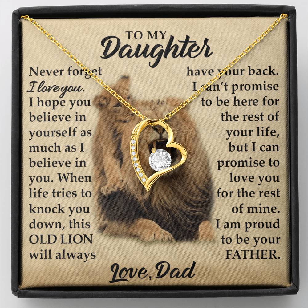 To My Daughter - I Am Proud To Be Your Father - Lions - Forever Love Necklace - Message Box