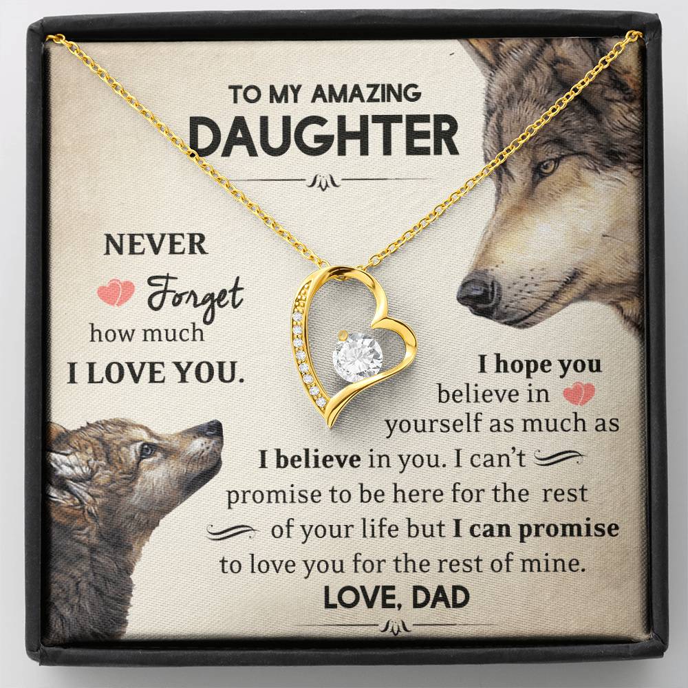To My Daughter - Never Forget How Much I Love You - Wolves - Forever Love Necklace - Message Box