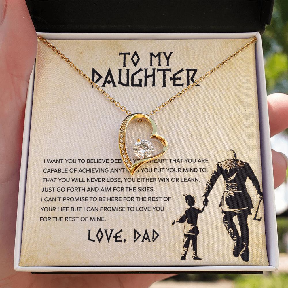 To My Daughter - You Can Achieve Anything - Forever Love Necklace - Message Box