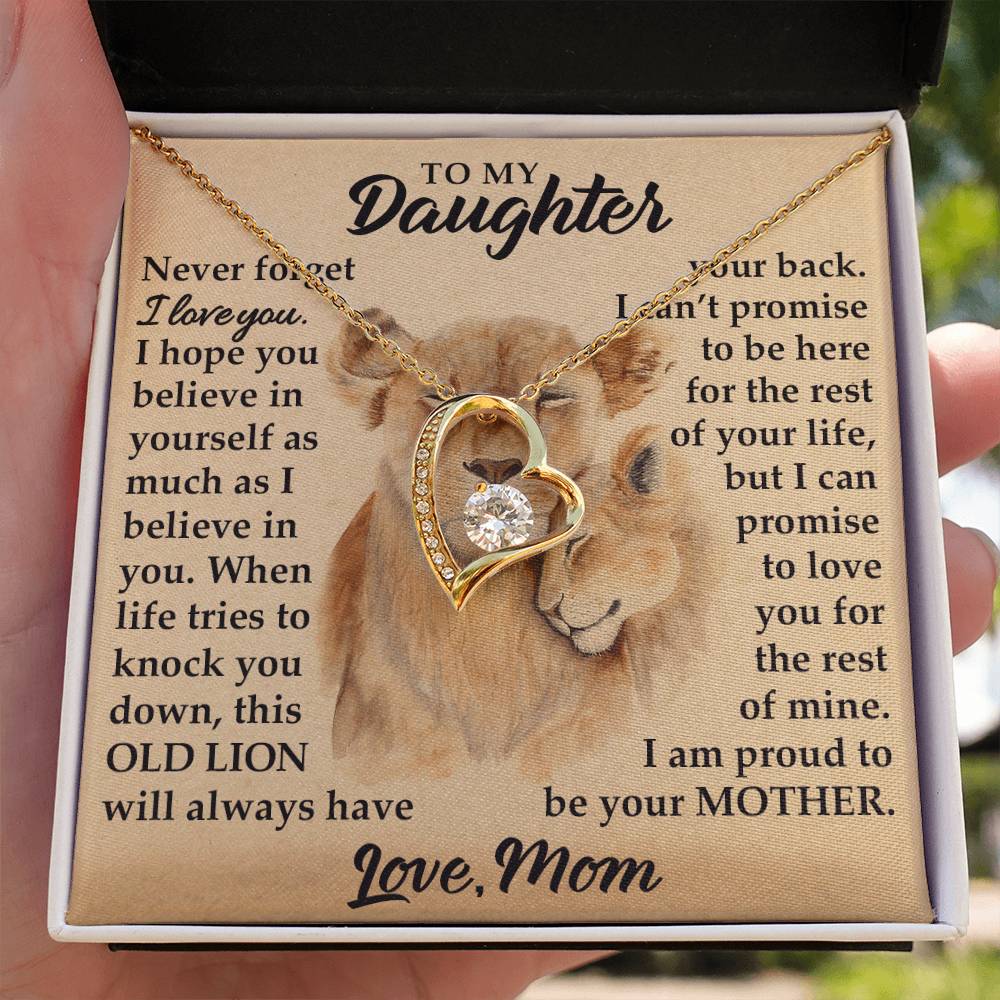To My Daughter - I Am Proud To Be Your Mother - Lions - Forever Love Necklace - Message Box
