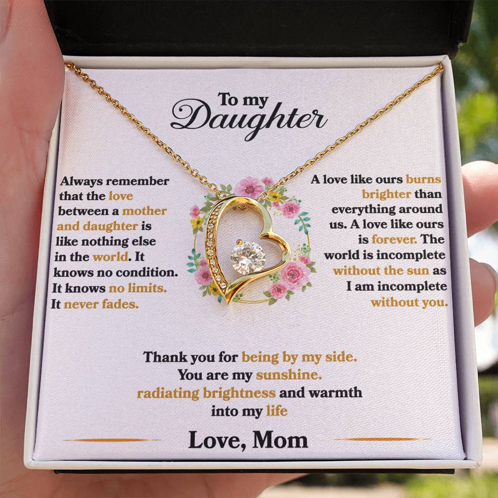 To My Daughter - I Am Incomplete Without You - Flowers - Forever Love Necklace - Message Box