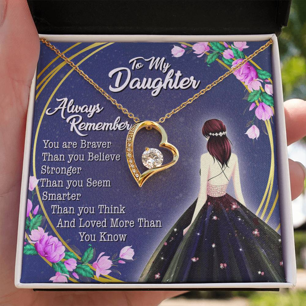 To My Daughter - Always Remember - Love Knot Necklace - Message Box
