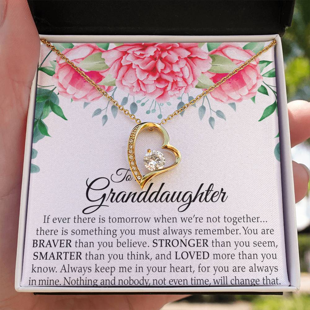 To My Granddaughter - You Are Braver Than You Believe - Forever Love Necklace - Message Box