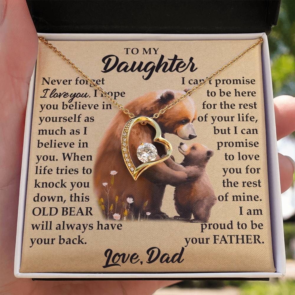 To My Daughter - I Am Proud To Be Your Father - Bears - Forever Love Necklace - Message Box