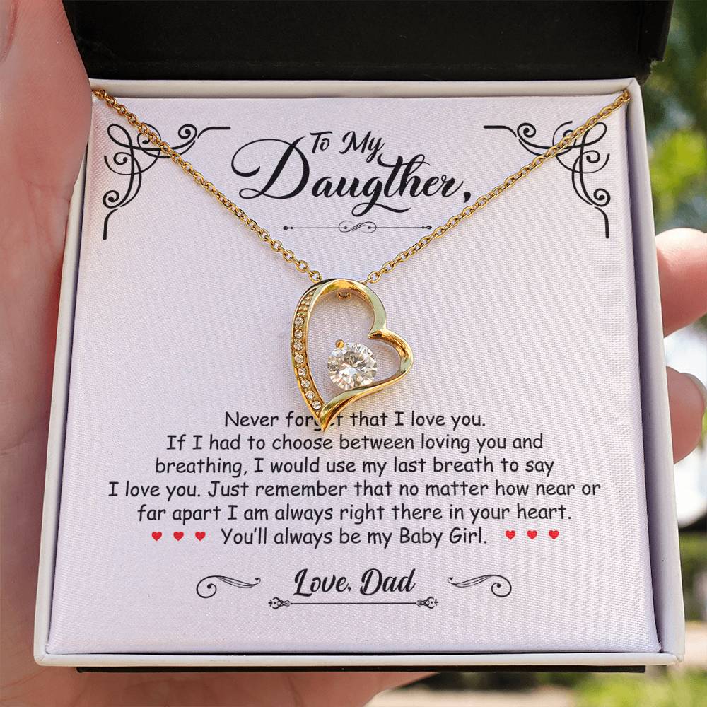 To My Daughter - You'll Always Be My Baby Girl - Forever Love Necklace - Message Box