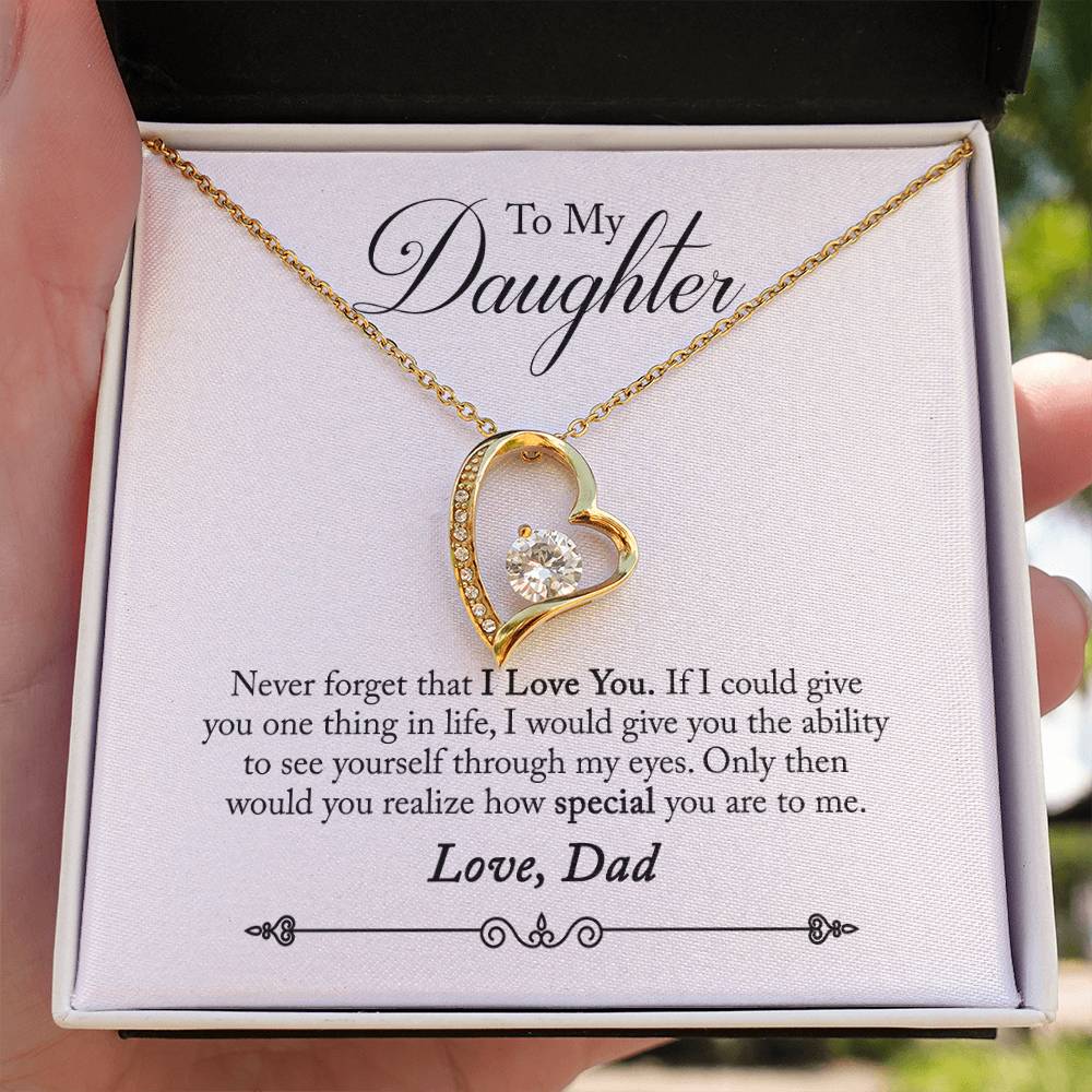 To My Daughter - Never Forget That I Love You - Forever Love Necklace - Message Box