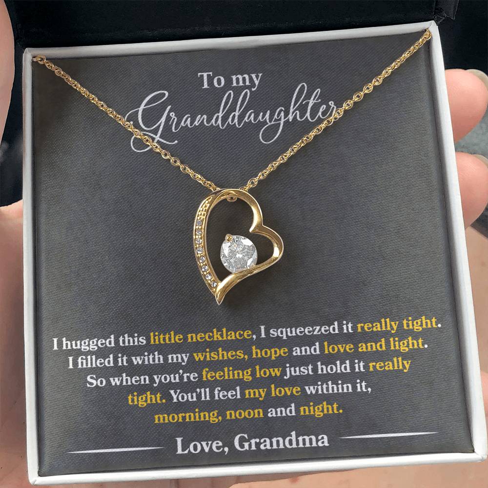 To My Granddaughter - You'll Feel My Love - Forever Love Necklace - Message Box