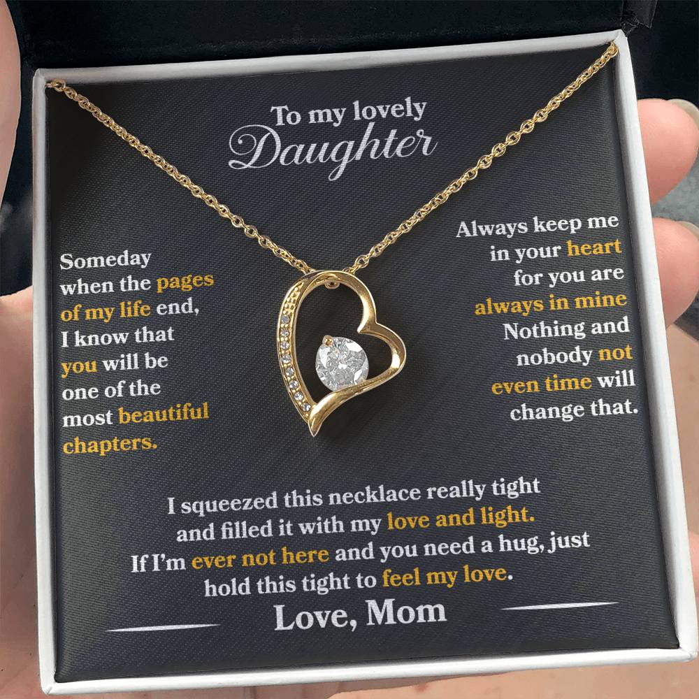 To My Daughter - Always Keep Me In Your Heart - Black - Forever Love Necklace - Message Box