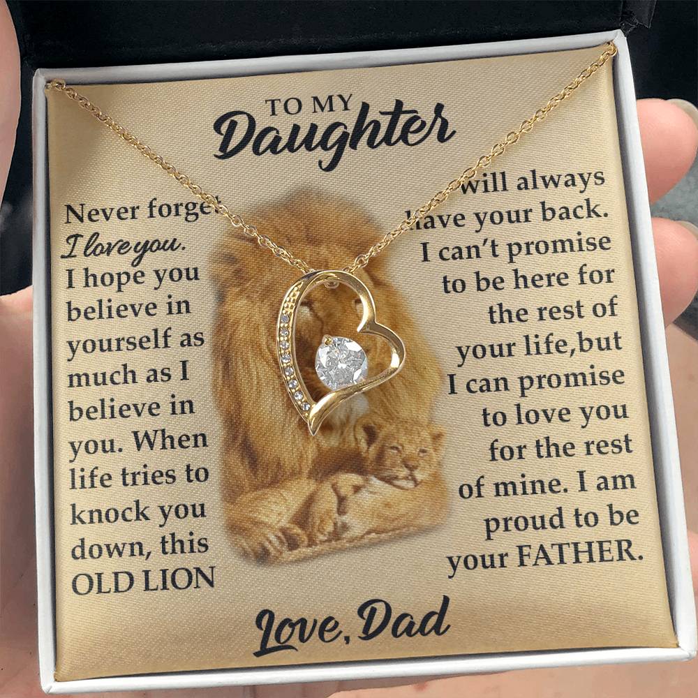 To My Daughter - I Am Proud To Be Your Father - Lions - Forever Love Necklace - Message Box