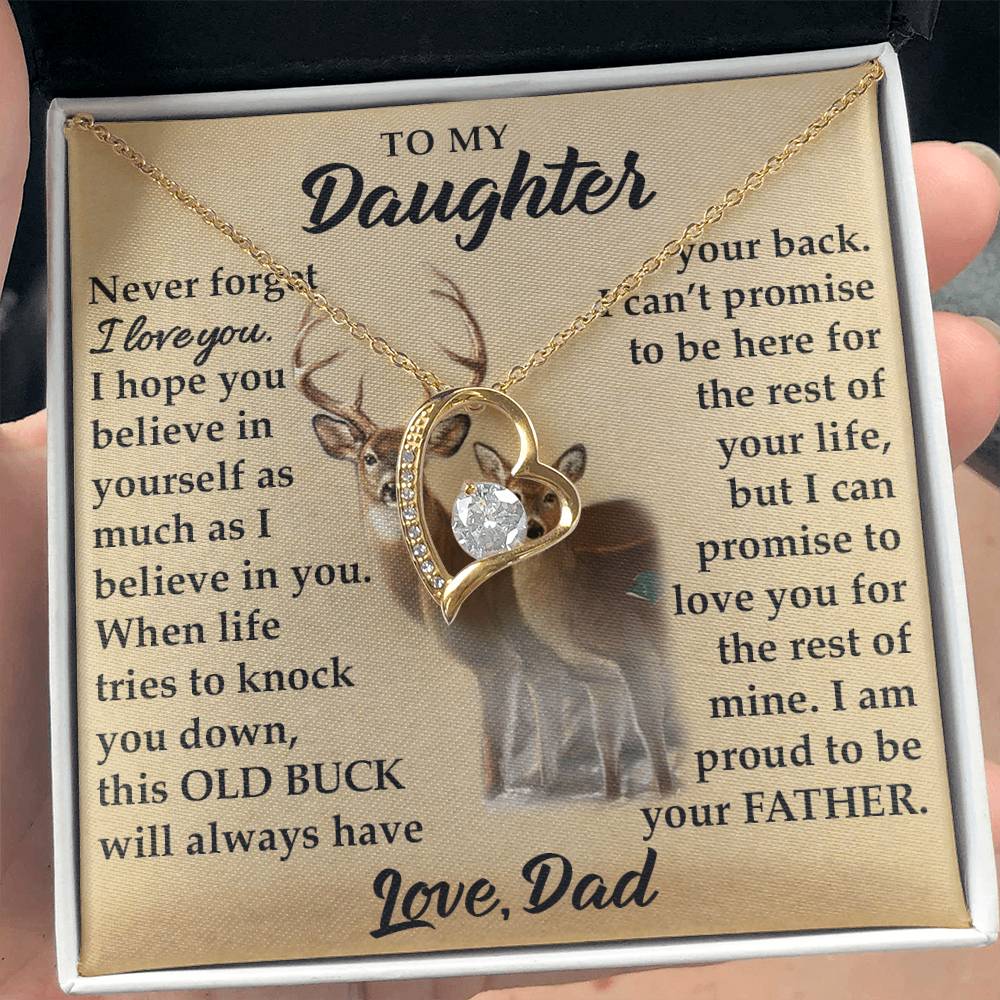 To My Daughter - I Am Proud To Be Your Father - Deer - Forever Love Necklace - Message Box