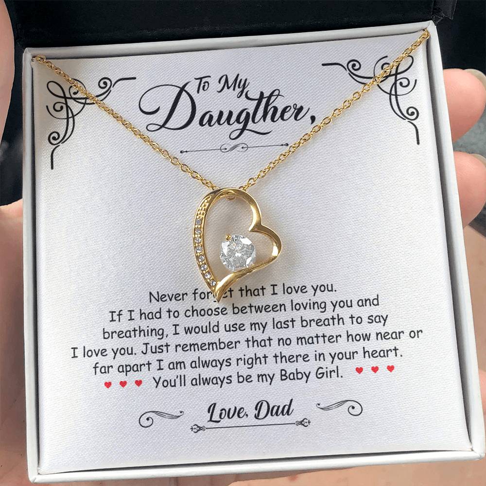 To My Daughter - You'll Always Be My Baby Girl - Forever Love Necklace - Message Box
