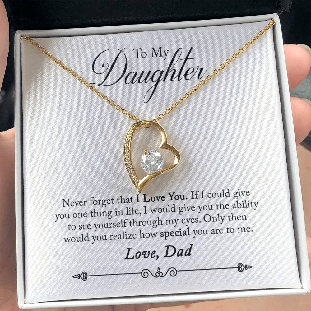 To My Daughter - Never Forget That I Love You - Forever Love Necklace - Message Box