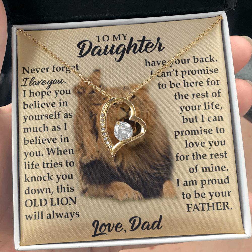 To My Daughter - I Am Proud To Be Your Father - Lions - Forever Love Necklace - Message Box