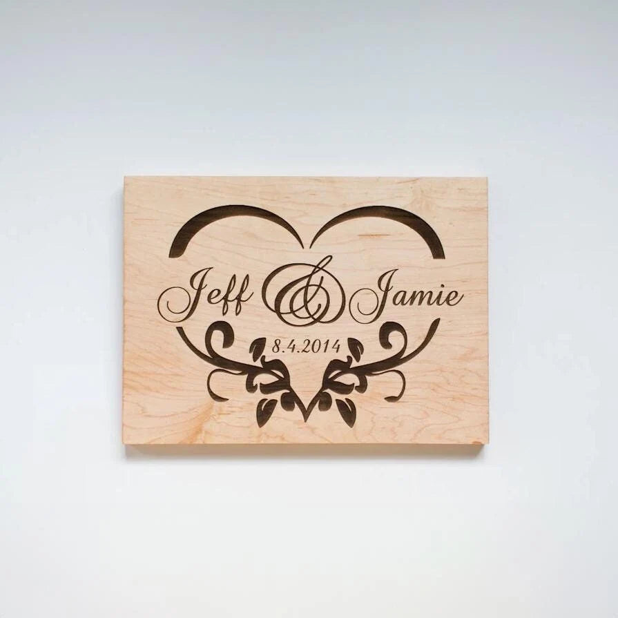 Personalized Wood Anniversary Sign- Laser Engraved Custom Wedding Gift-Wooden Etched Established Sign-Customized Present