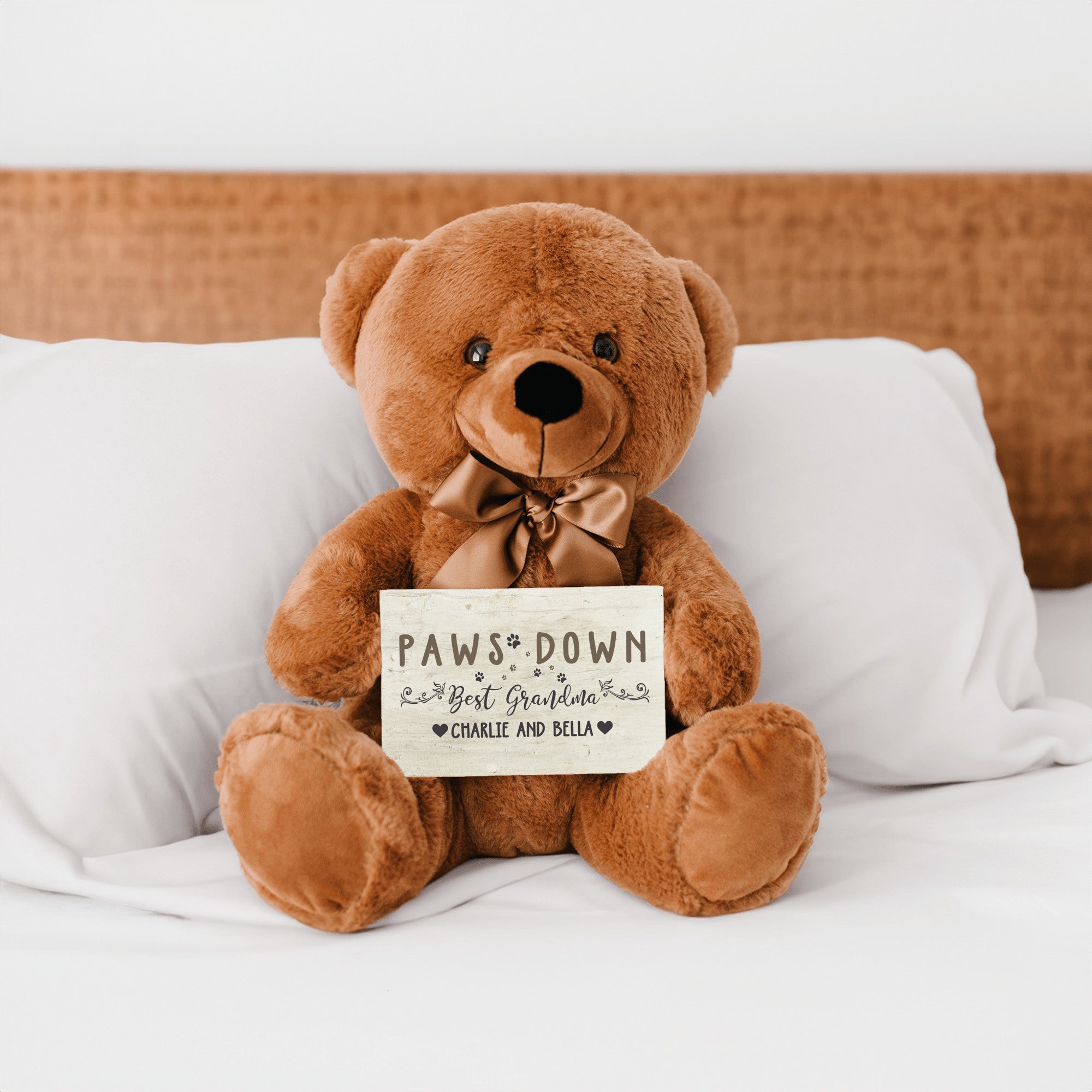 Best Grandma Paws Down Teddy Bear with Message Card - PERSONALIZED - PRICE INCLUDES FREE SHIPPING