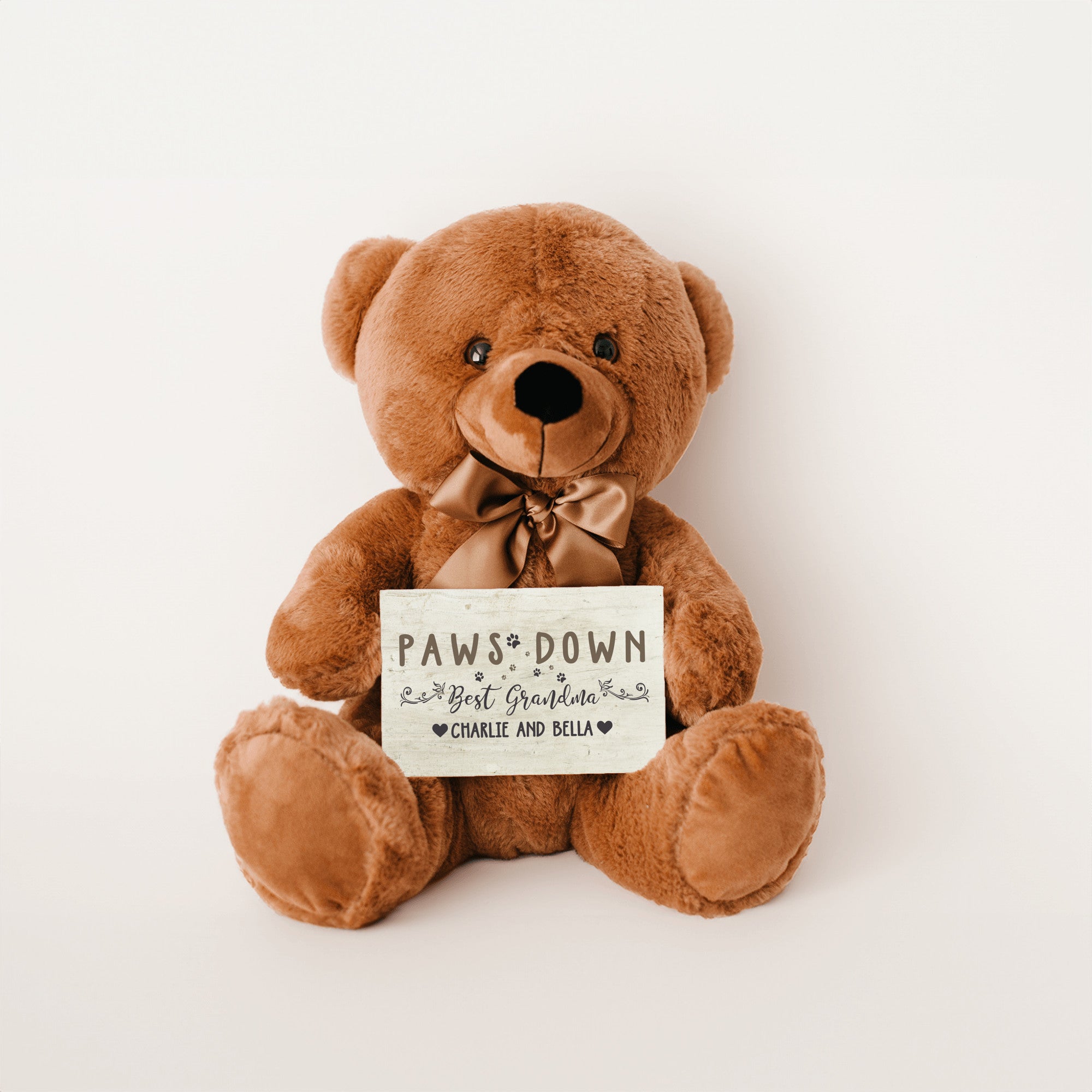 Best Grandma Paws Down Teddy Bear with Message Card - PERSONALIZED - PRICE INCLUDES FREE SHIPPING