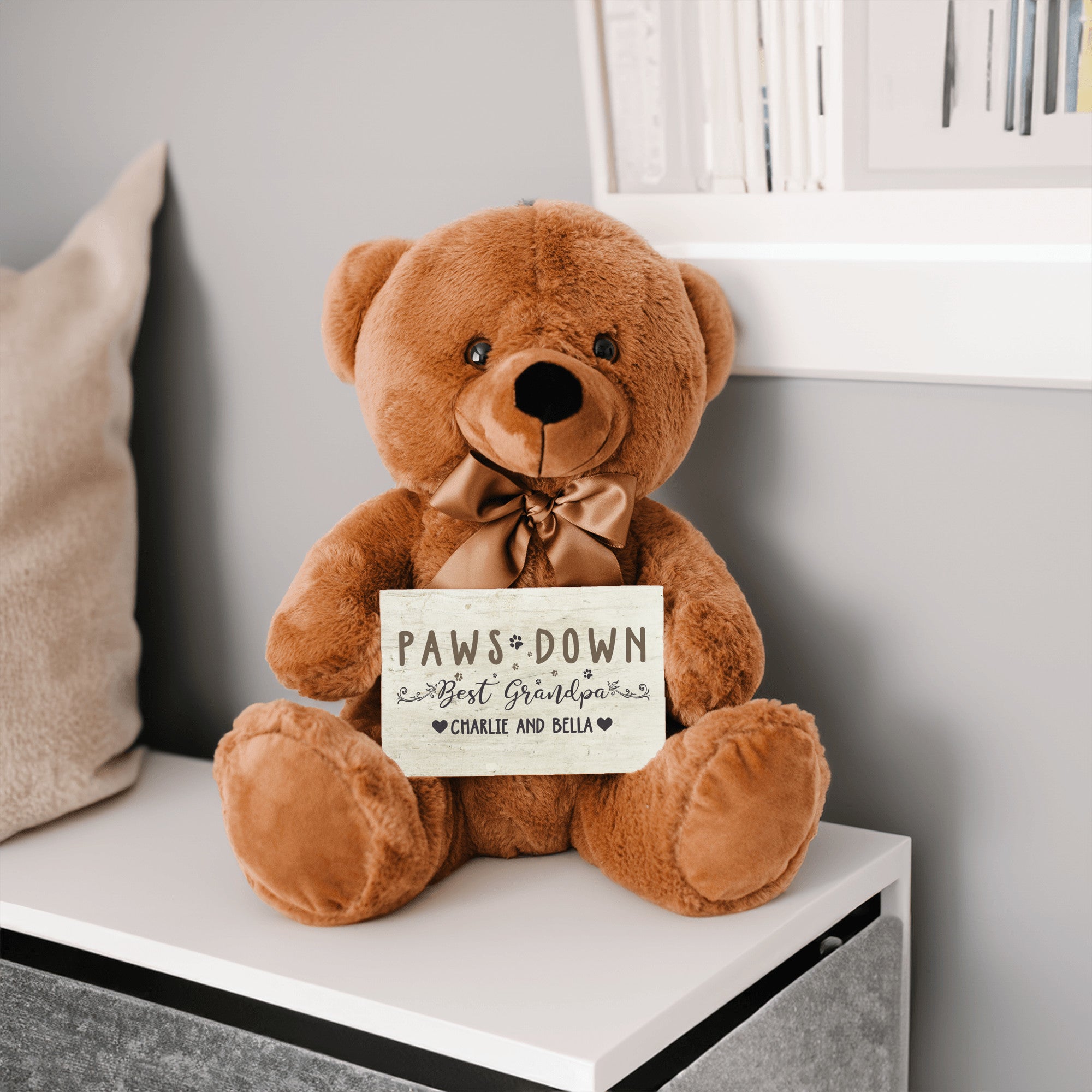Best Grandpa Paws Down Teddy Bear with Message Card