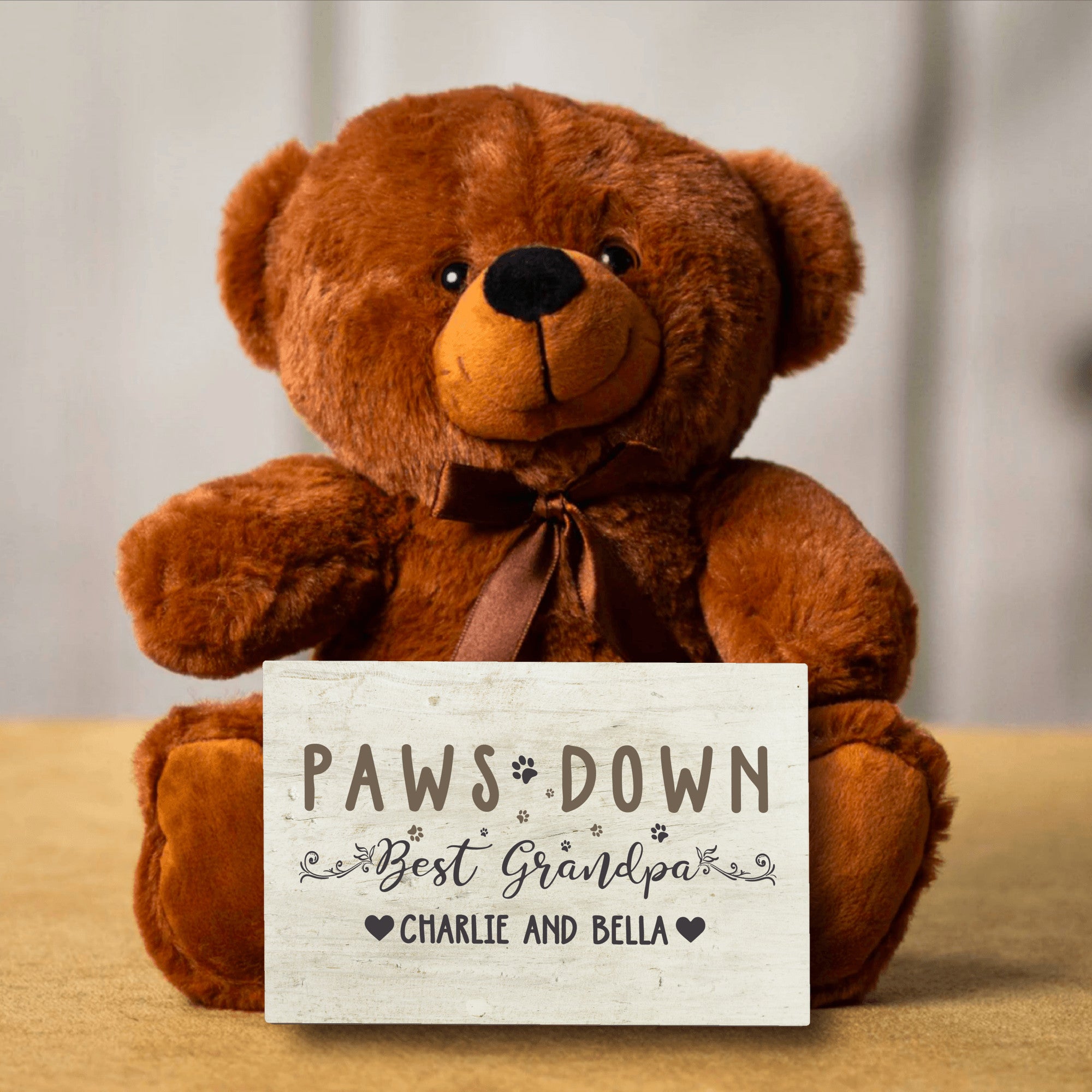 Best Grandpa Paws Down Teddy Bear with Message Card