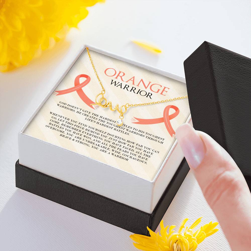 Leukemia Orange Warrior Love Necklace