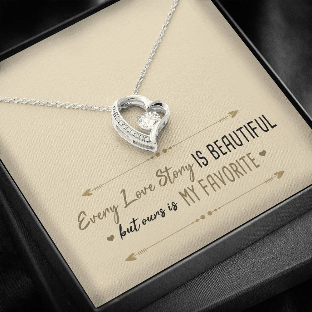 Every Love Story is Beautiful Heart and Cubic Necklace