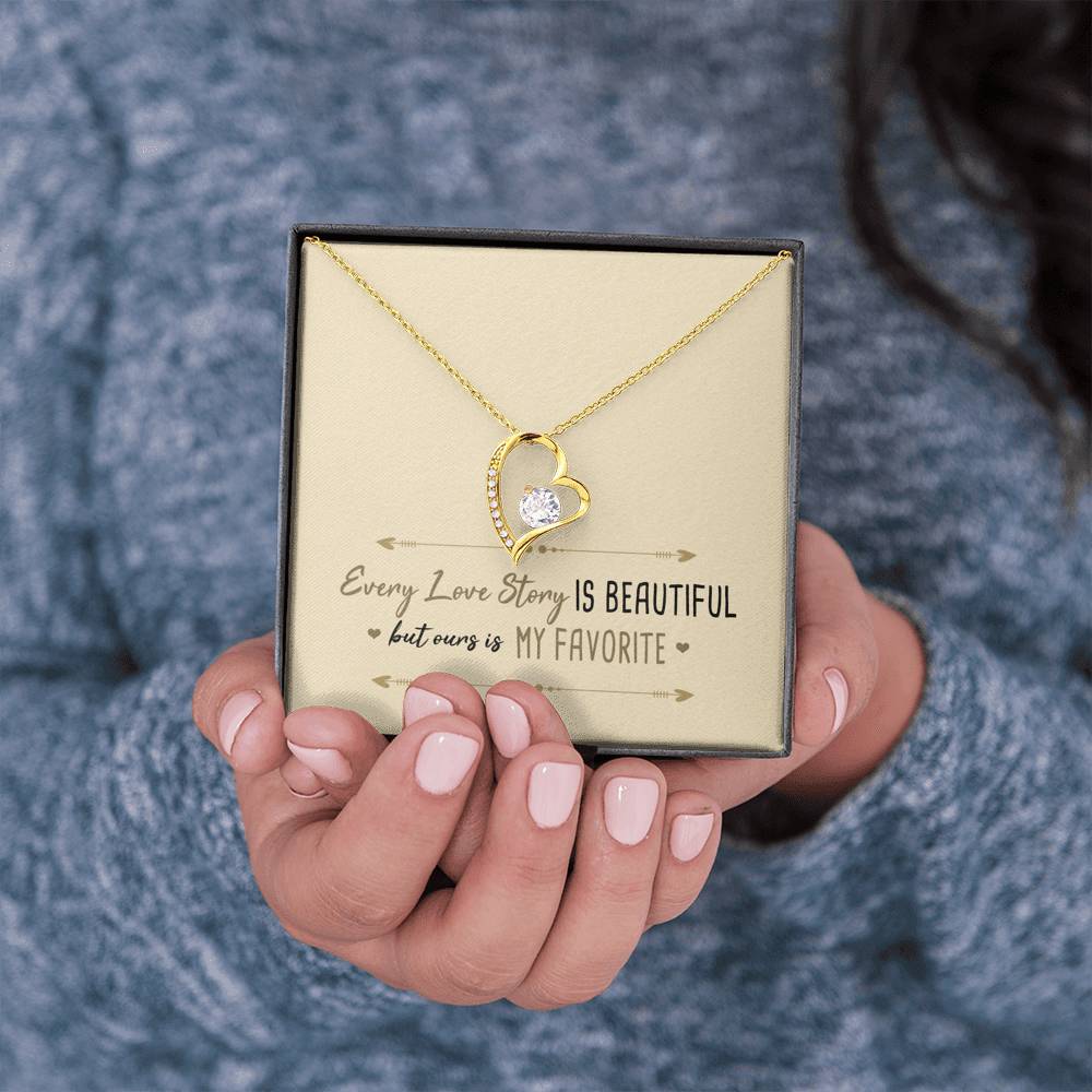 Every Love Story is Beautiful Heart and Cubic Necklace