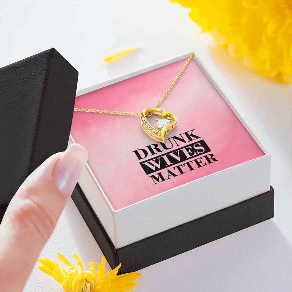 Drunk Wives Matter Heart and Cubic Necklace