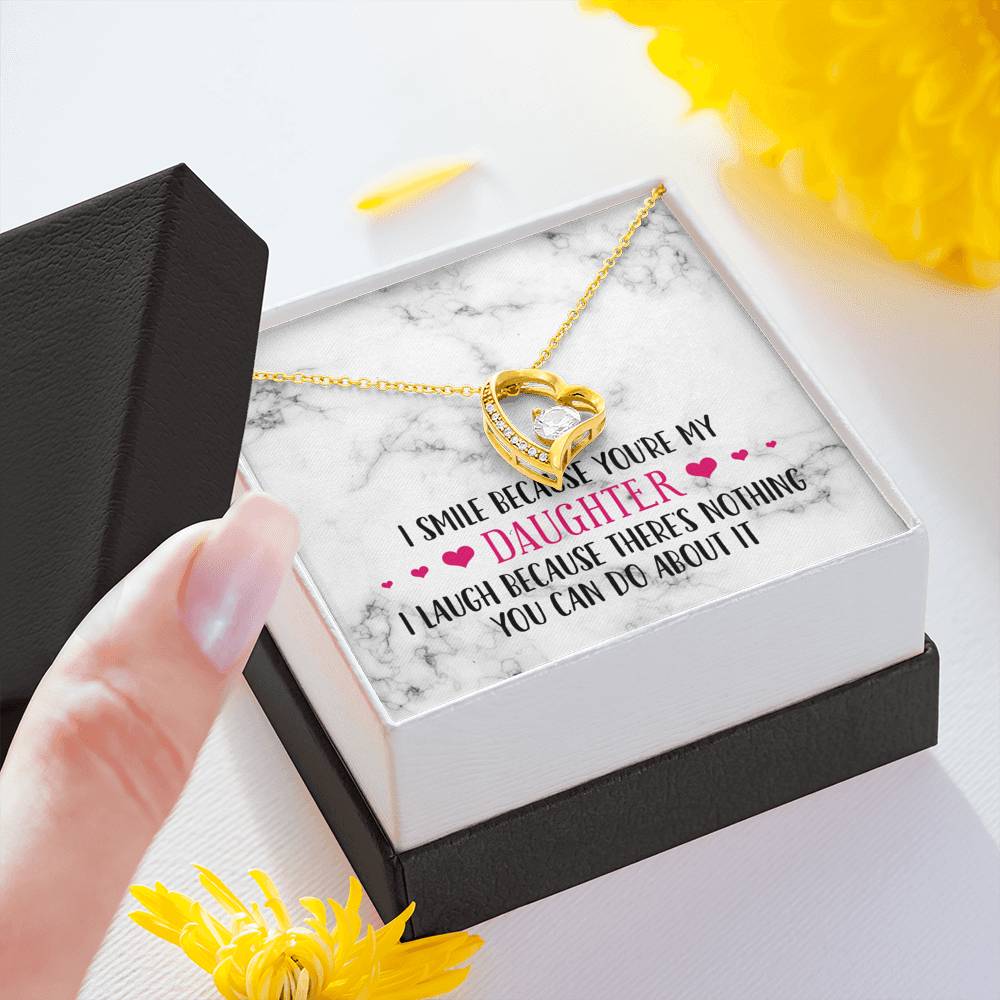 Smile Daughter Heart and Cubic Necklace