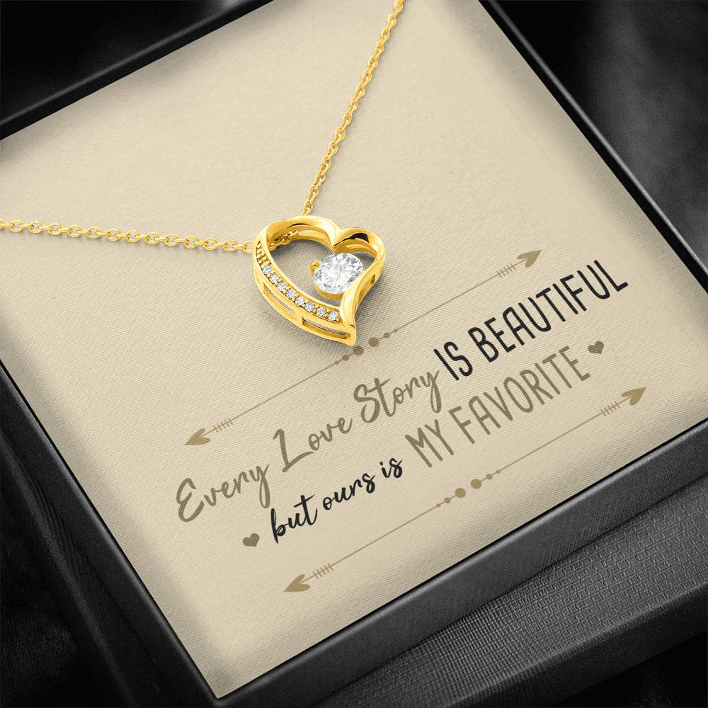 Every Love Story is Beautiful Heart and Cubic Necklace