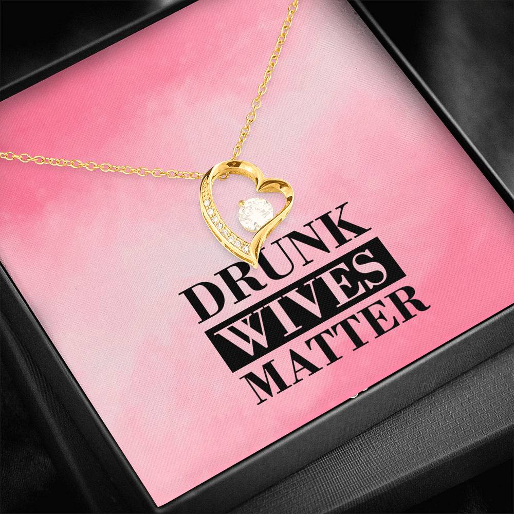 Drunk Wives Matter Heart and Cubic Necklace