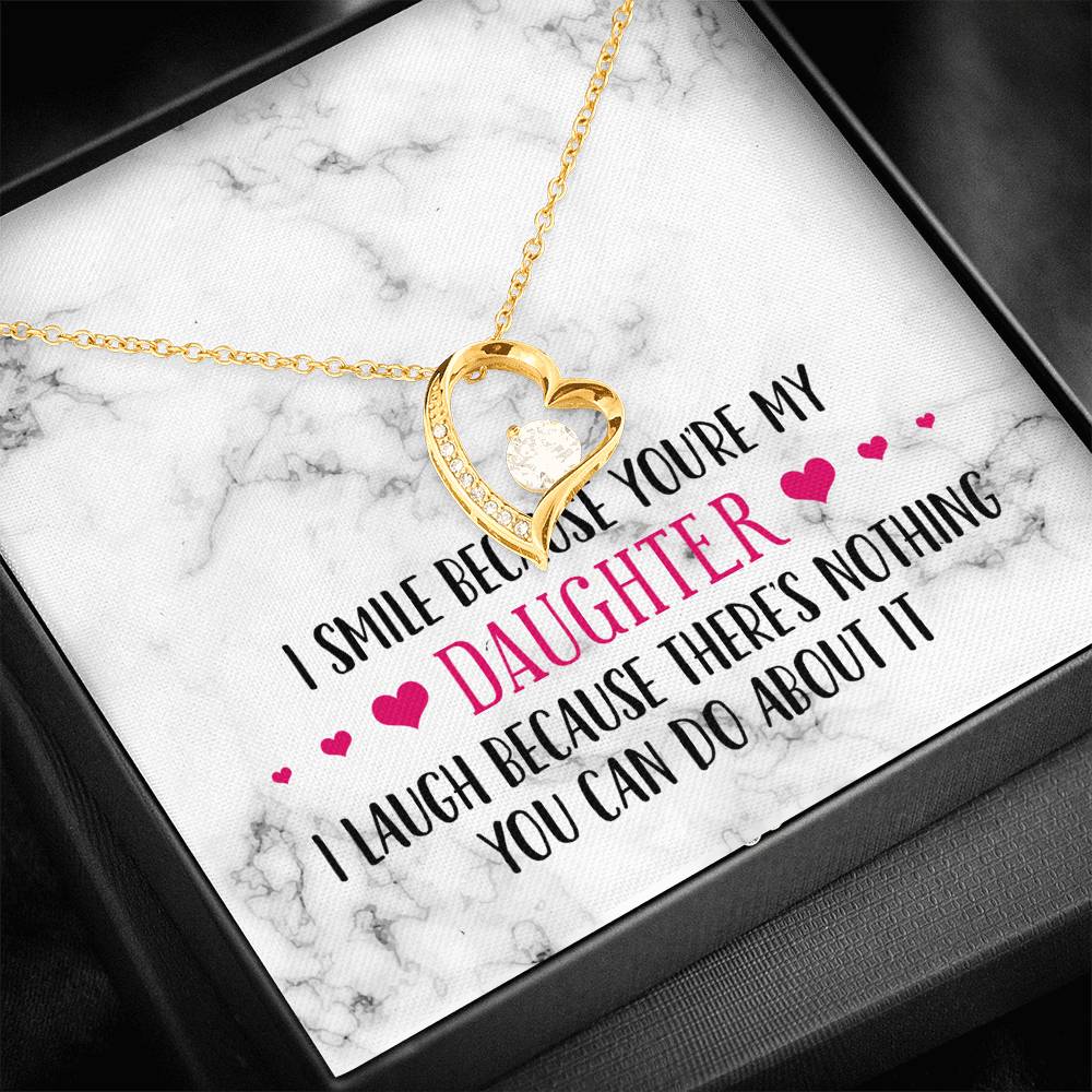 Smile Daughter Heart and Cubic Necklace