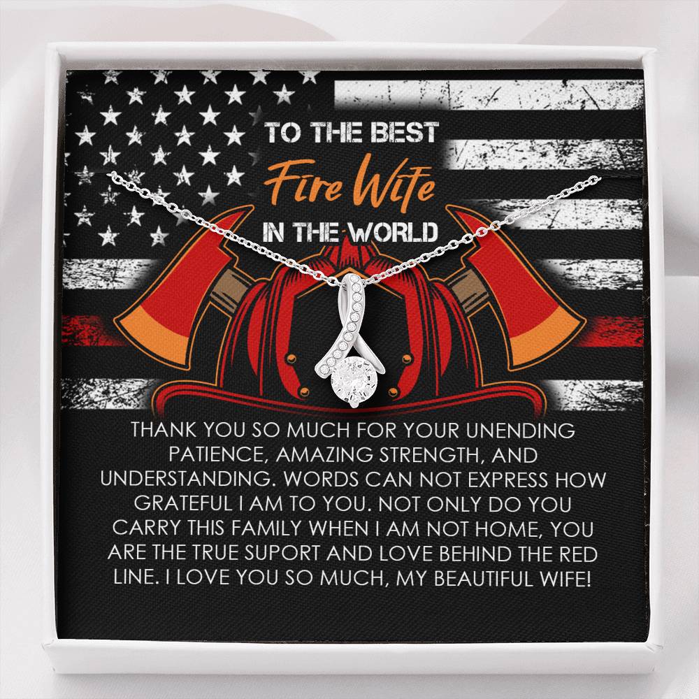 Fire Wife Ribbon Drop Pendant Necklace