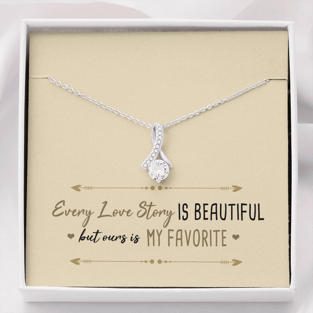 Every Love Story is Beautiful Ribbon Drop Necklace