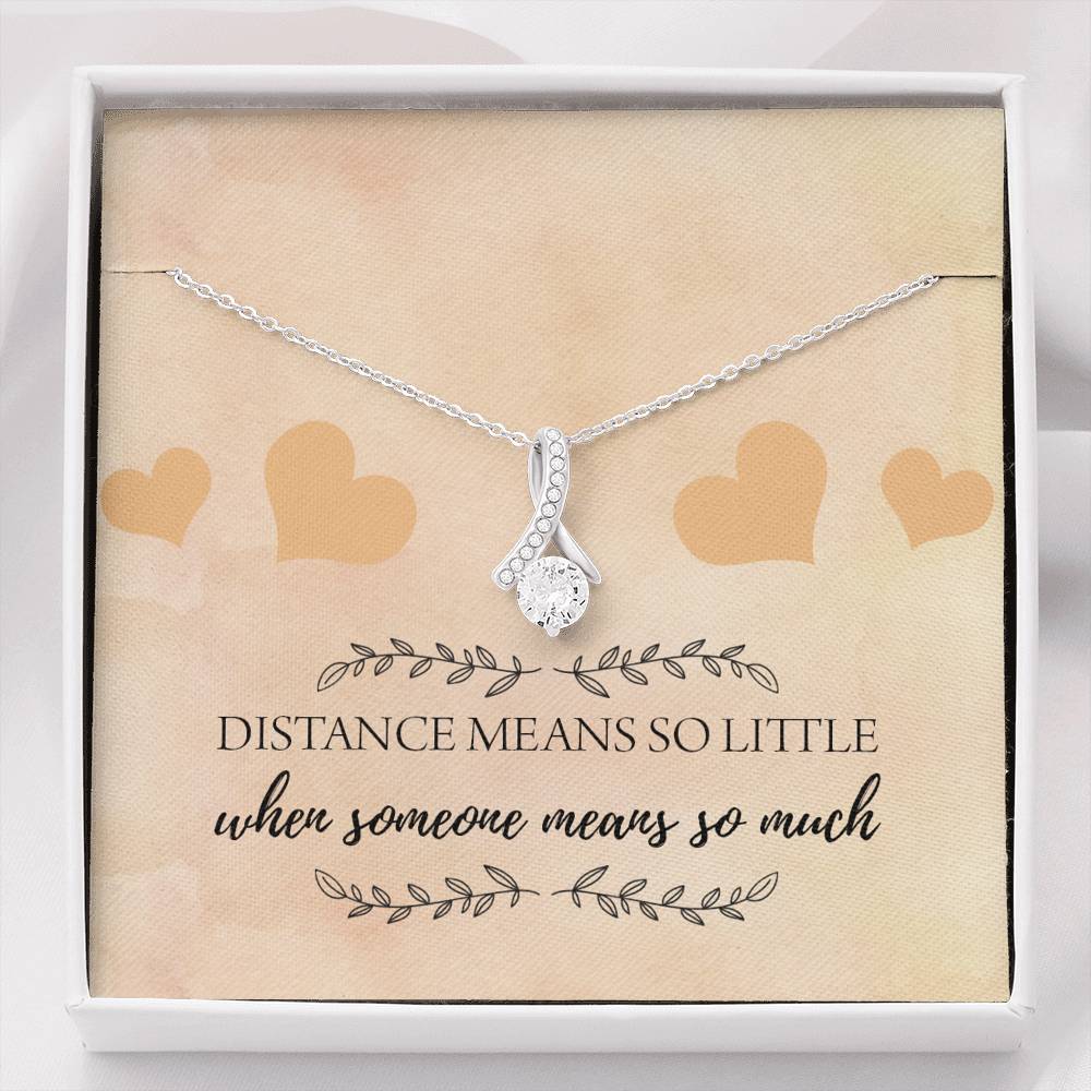 Distance Means So Little Ribbon Drop Pendant Necklace