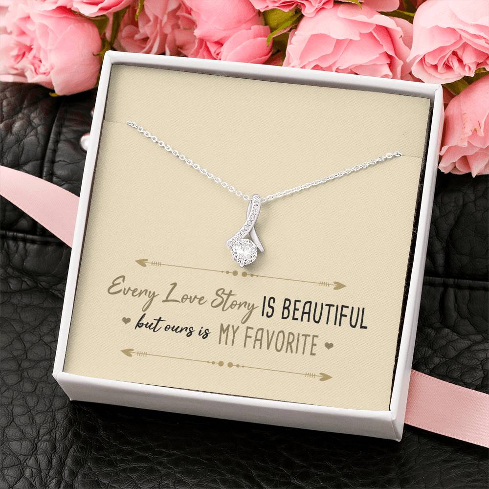 Every Love Story is Beautiful Ribbon Drop Necklace