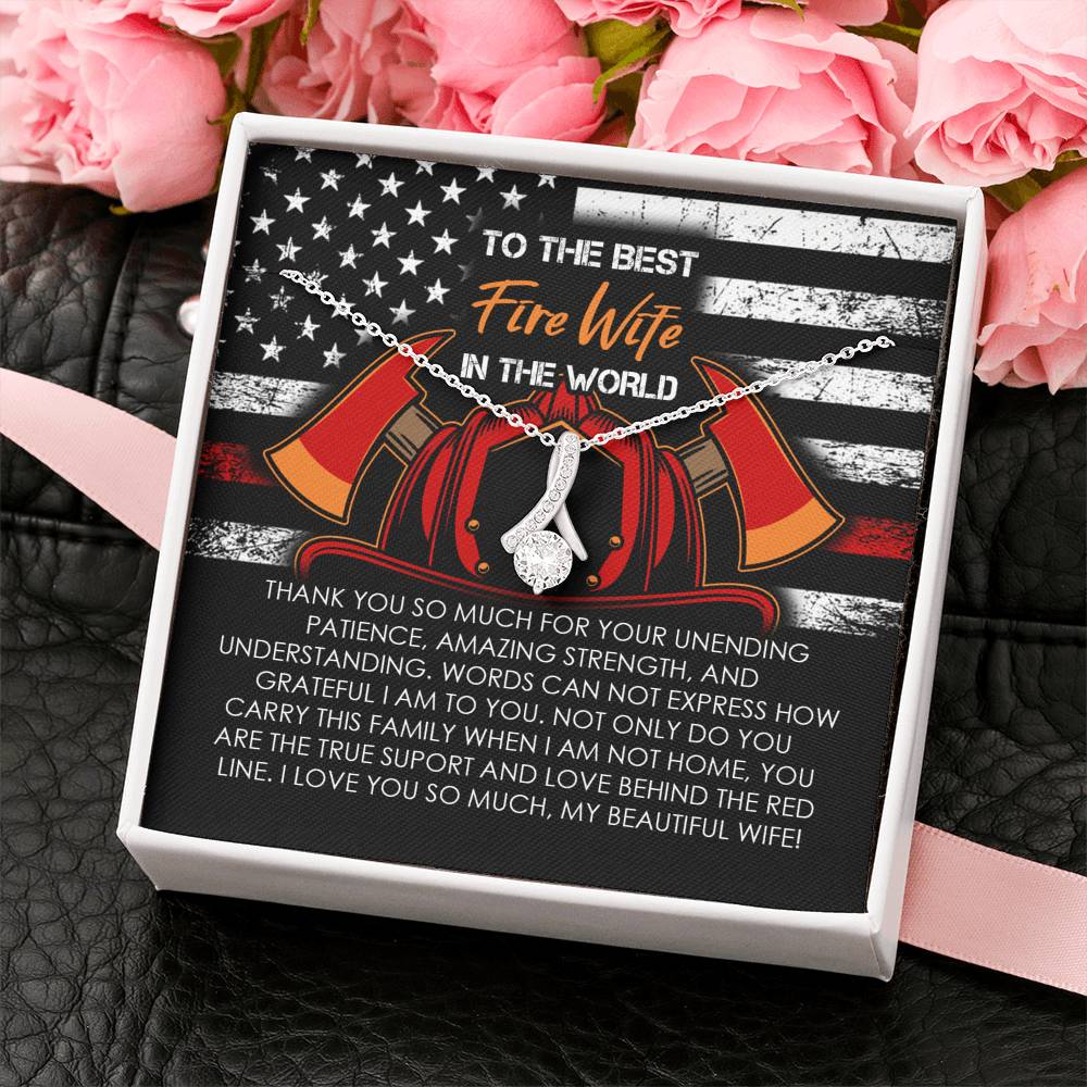 Fire Wife Ribbon Drop Pendant Necklace