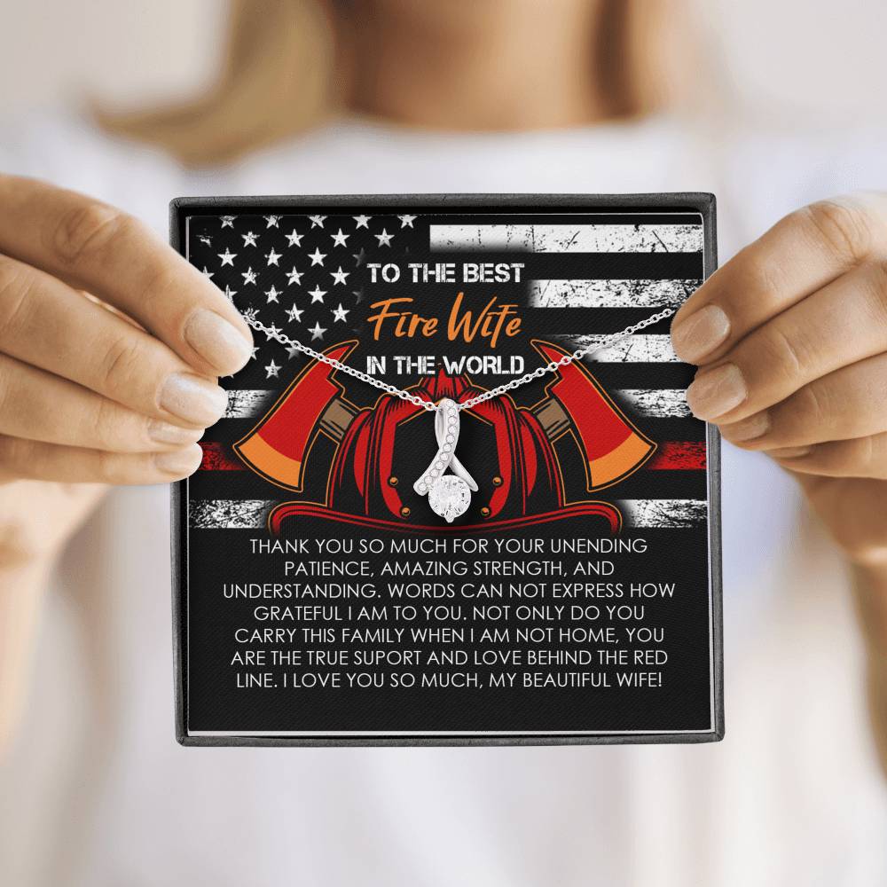 Fire Wife Ribbon Drop Pendant Necklace