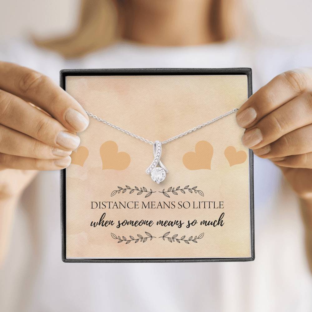 Distance Means So Little Ribbon Drop Pendant Necklace
