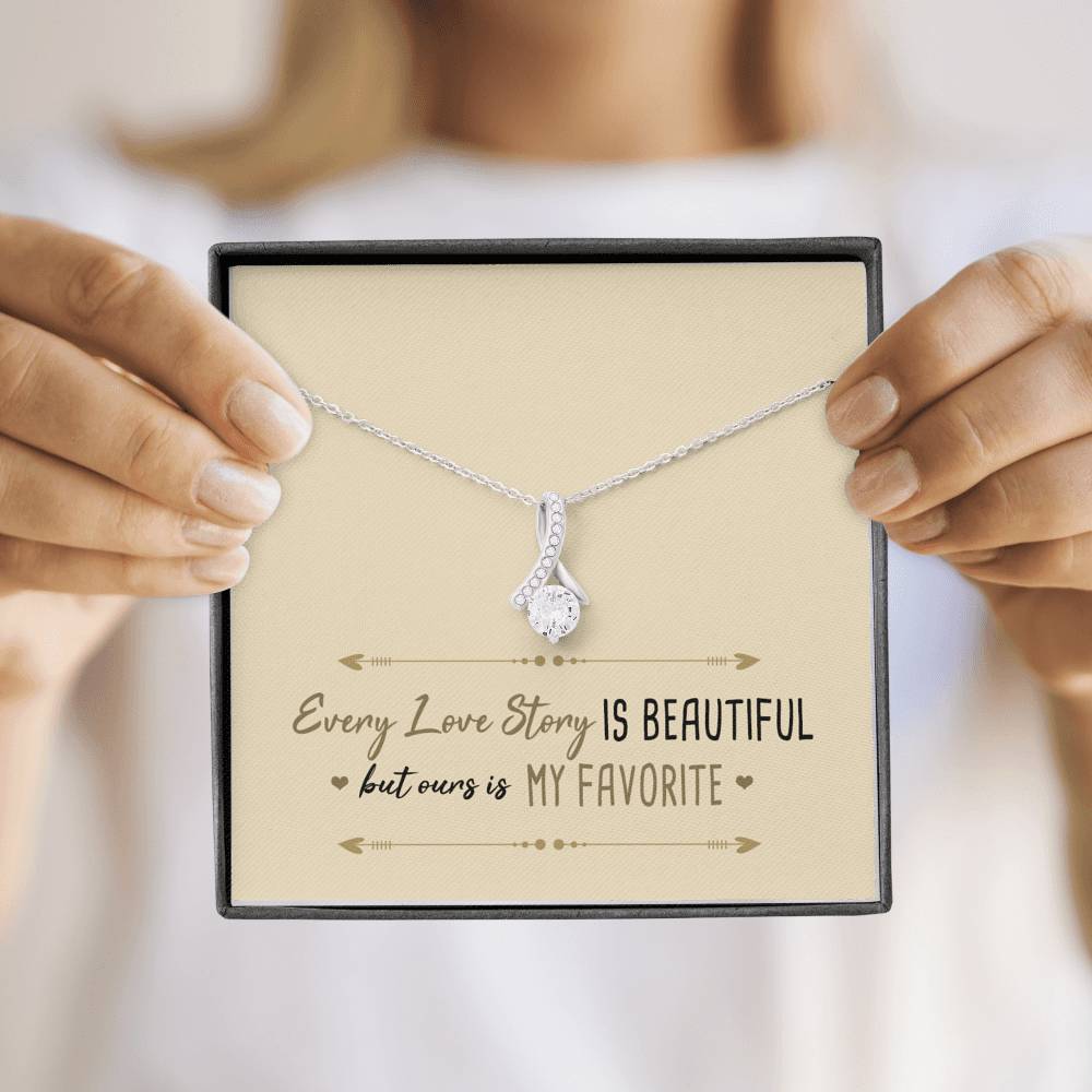 Every Love Story is Beautiful Ribbon Drop Necklace