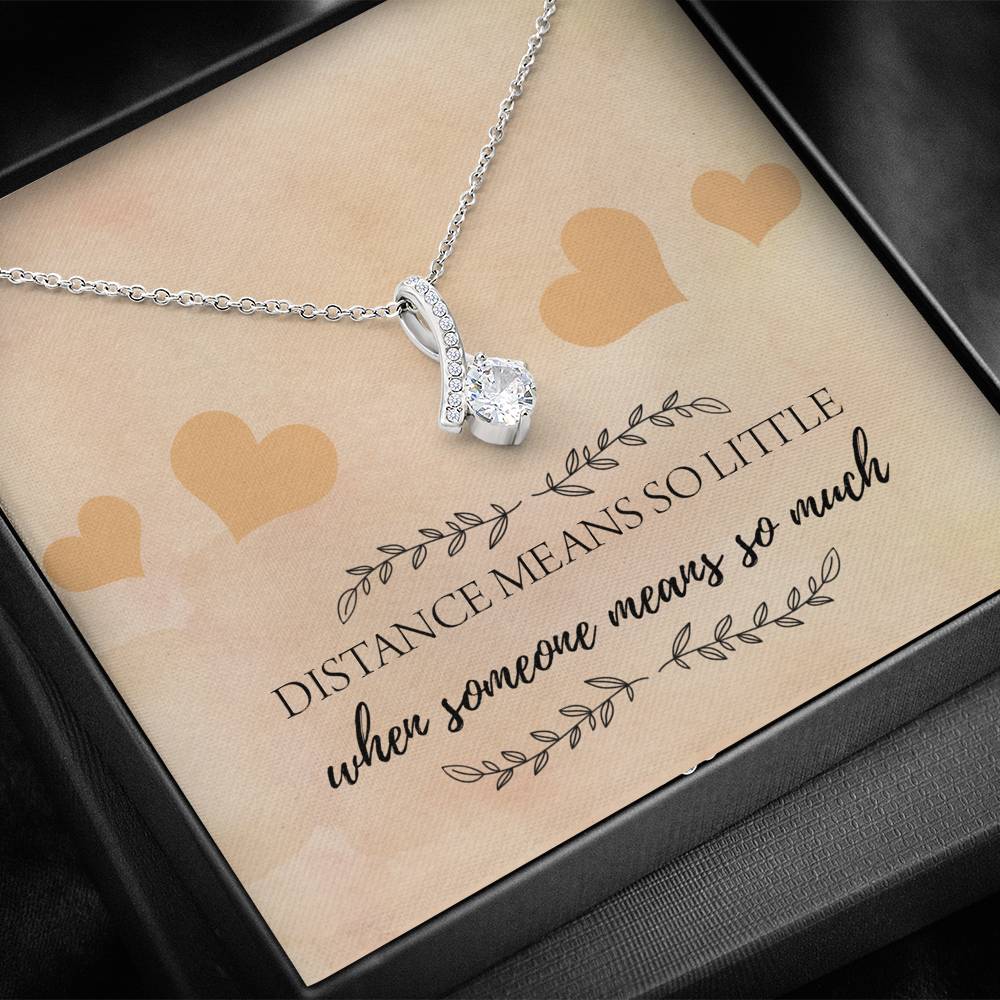 Distance Means So Little Ribbon Drop Pendant Necklace