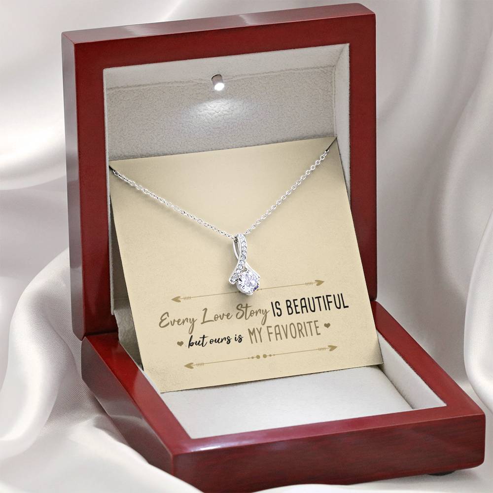 Every Love Story is Beautiful Ribbon Drop Necklace