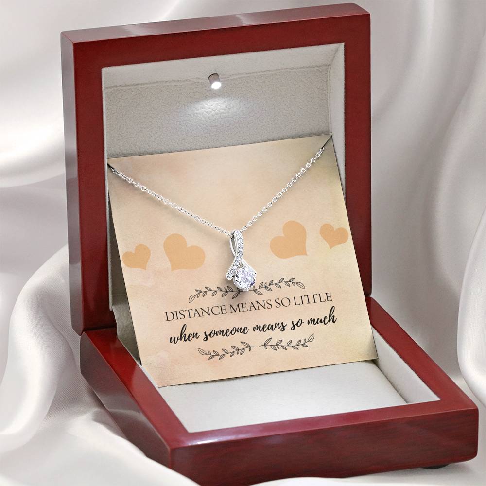 Distance Means So Little Ribbon Drop Pendant Necklace