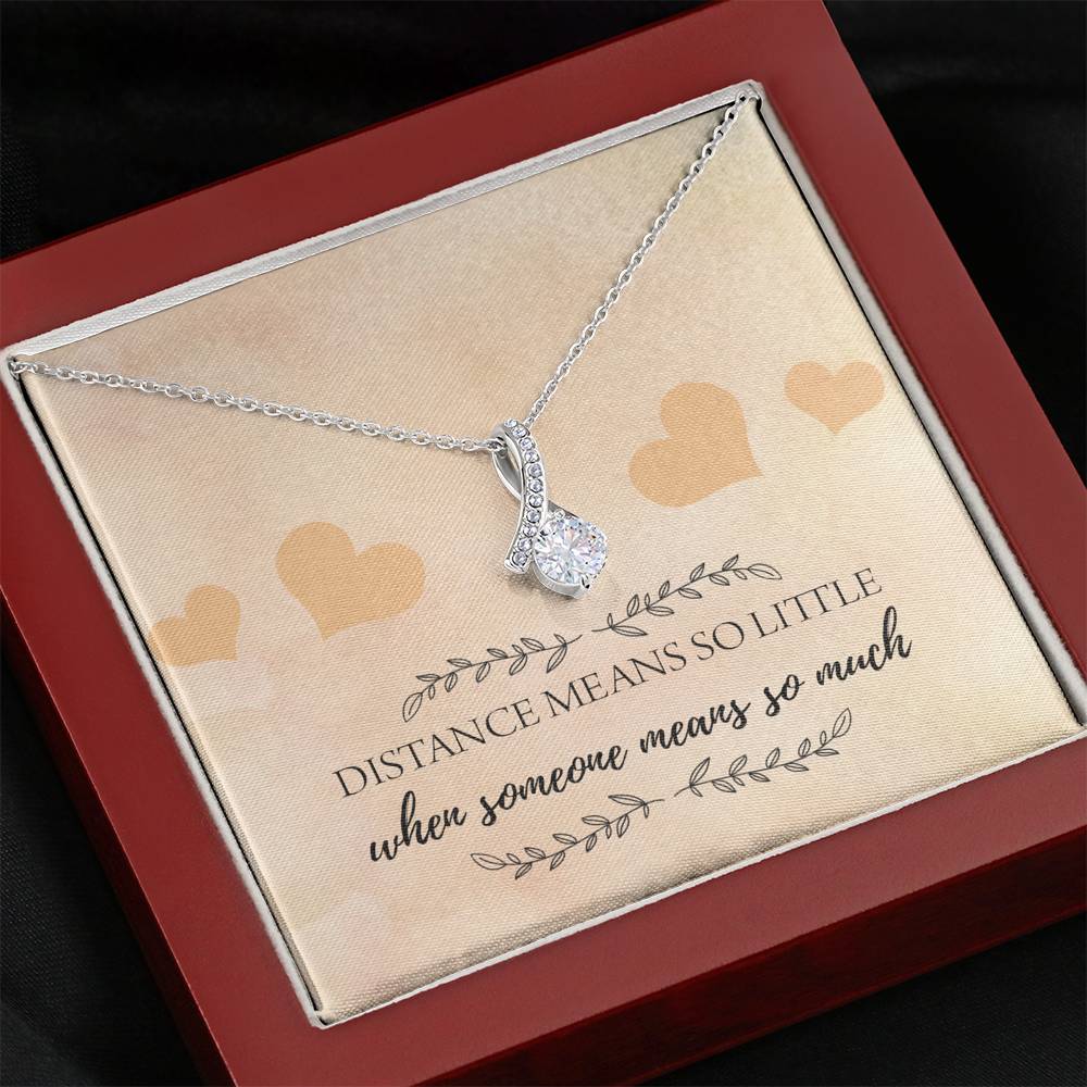 Distance Means So Little Ribbon Drop Pendant Necklace