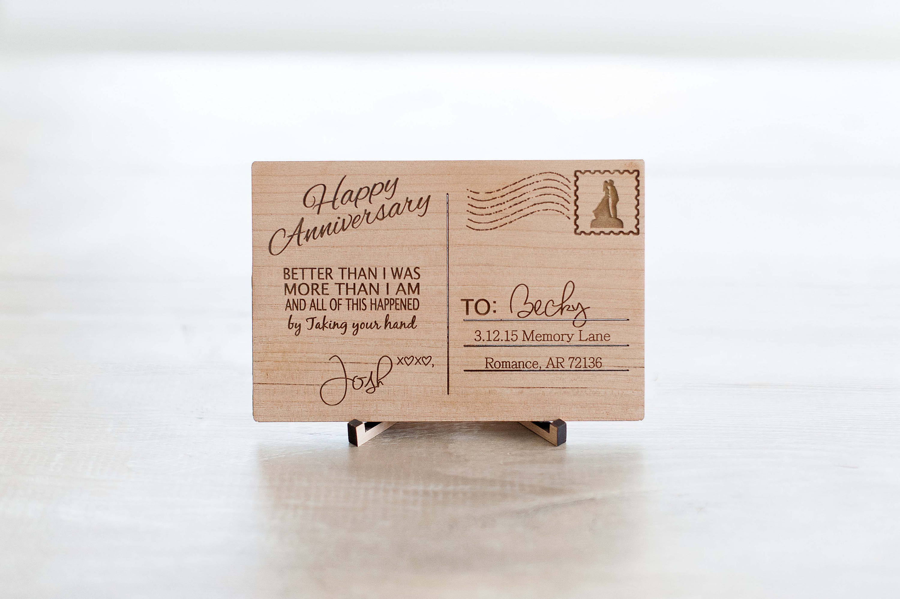 Anniversary Postcard-Personalized gift-Anniversary-Customized Love Card-Wooden Letter-Gift For Him- Gift for Her-Engraved Wood Postcard