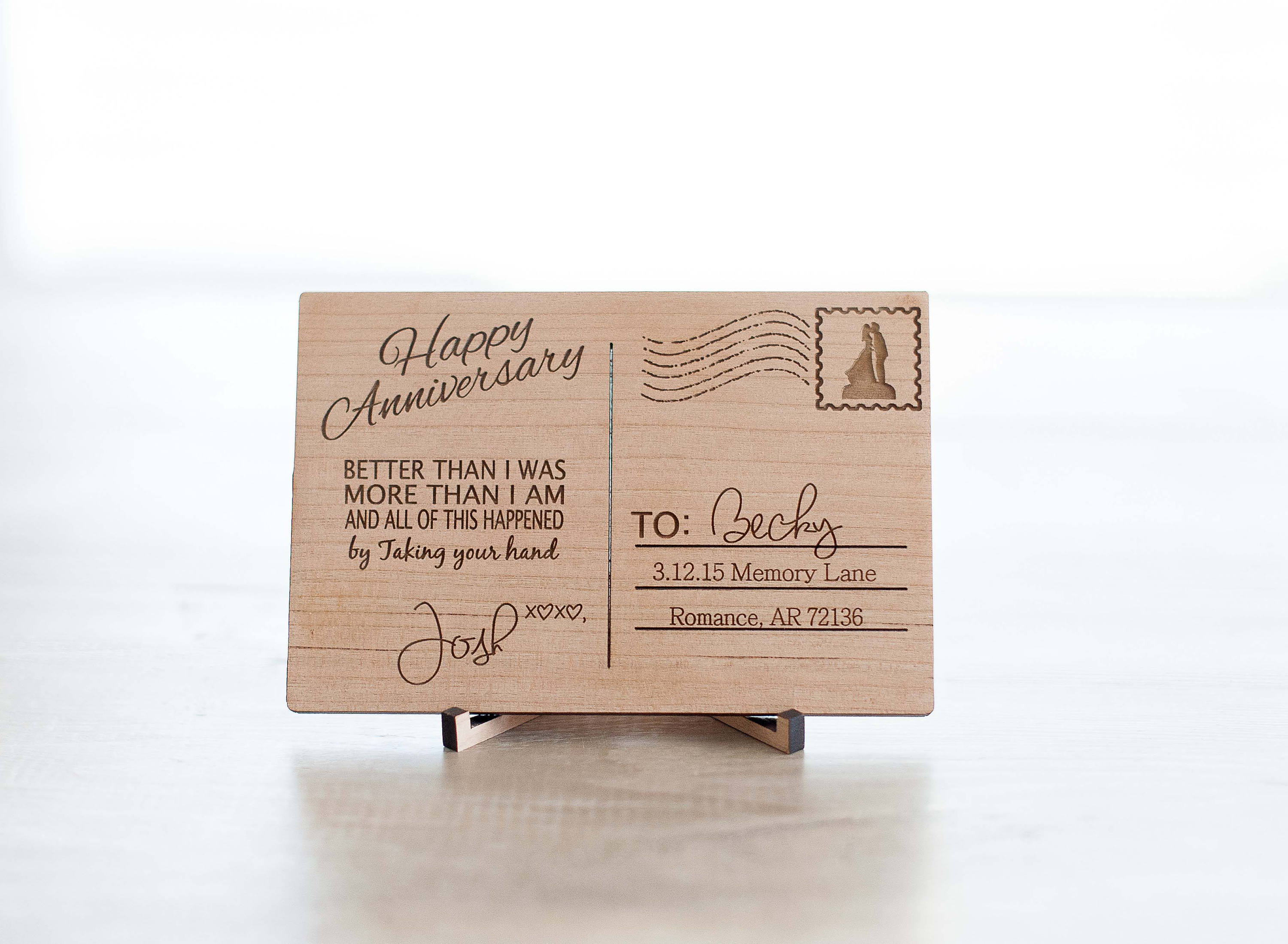 Anniversary Postcard-Personalized gift-Anniversary-Customized Love Card-Wooden Letter-Gift For Him- Gift for Her-Engraved Wood Postcard