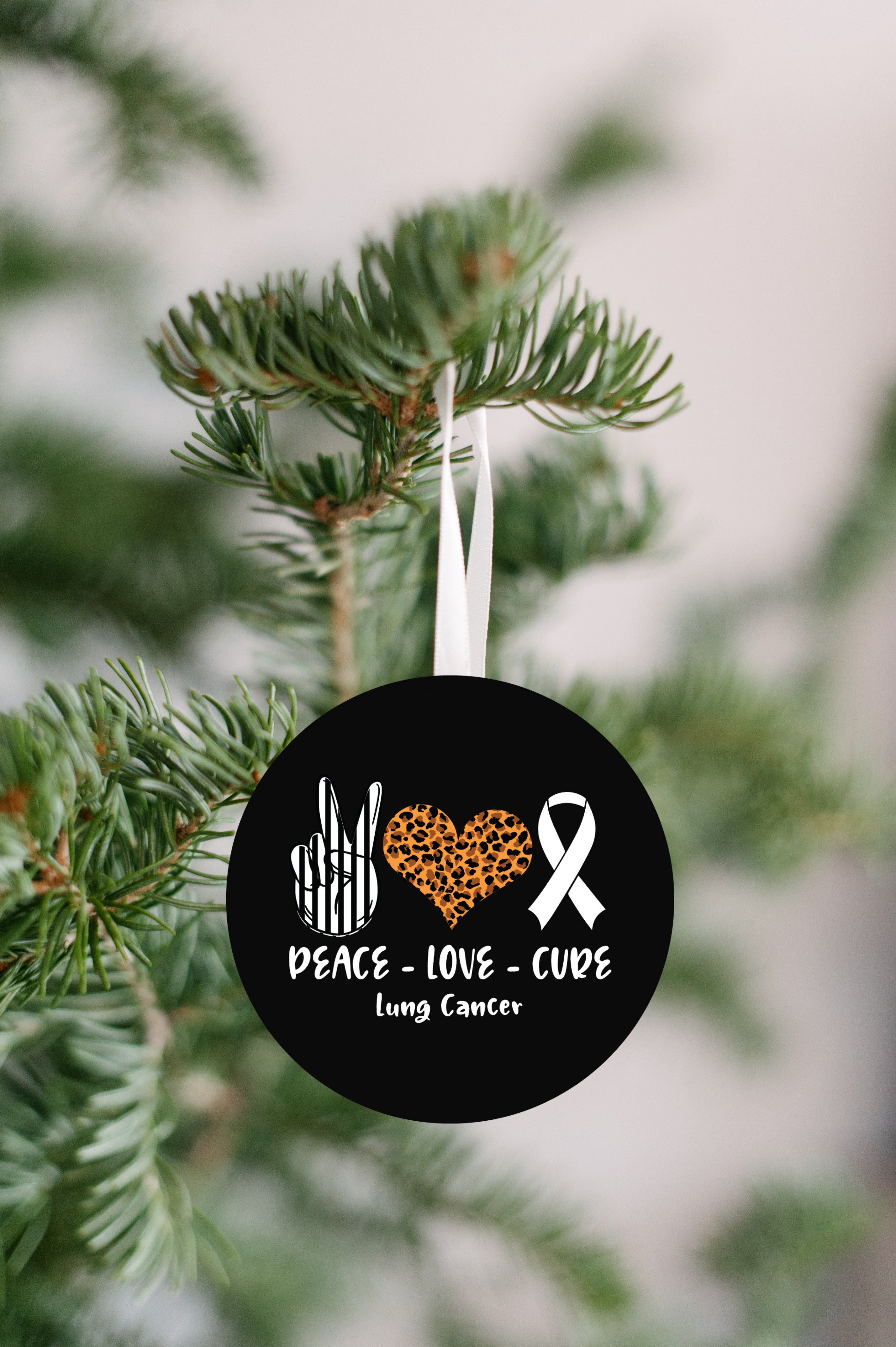 Peace Love Cure - Lung Cancer Ornament