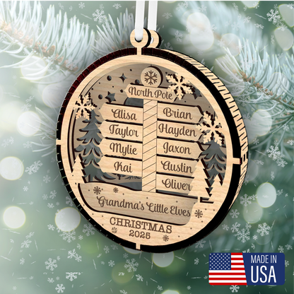 Grandmas Little Elves North Pole Ornament